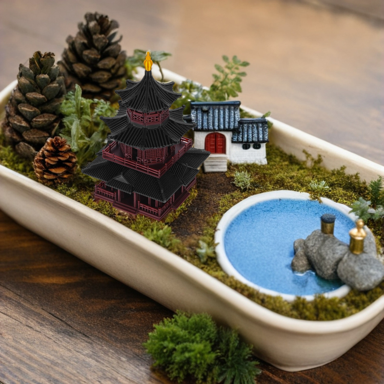 Handmade Asian Zen Pagoda Scul - огляд і ціна Bonsai Garden Display